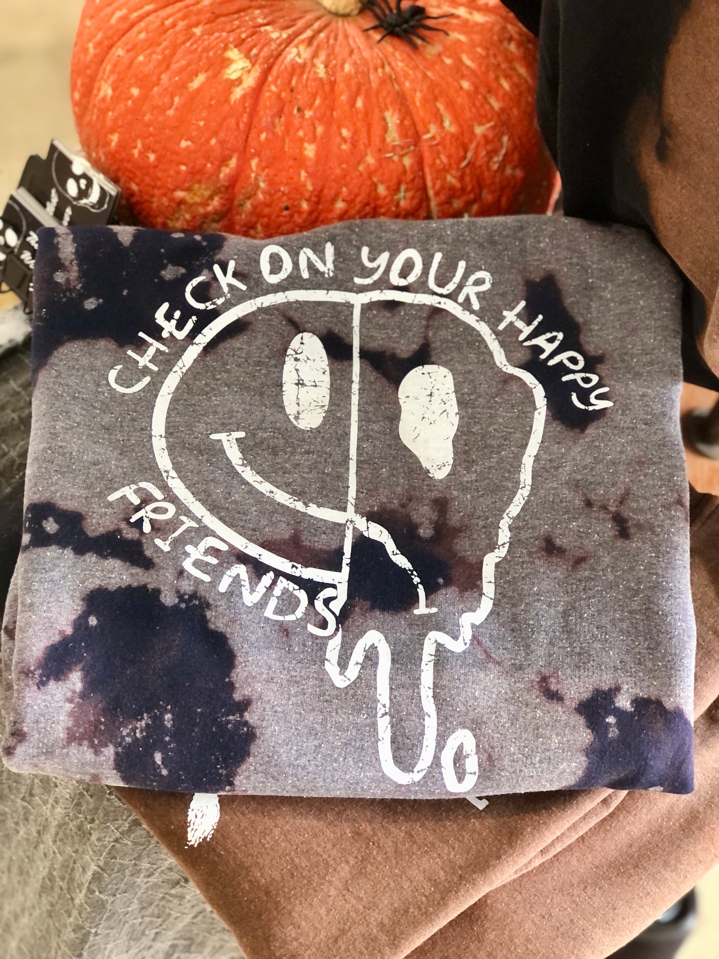 Check On You Happy Friends Bleached Sweatshirt